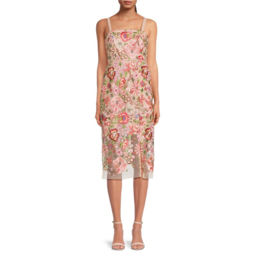 Sam Edelman Floral Embroidered Slit Midi Dress