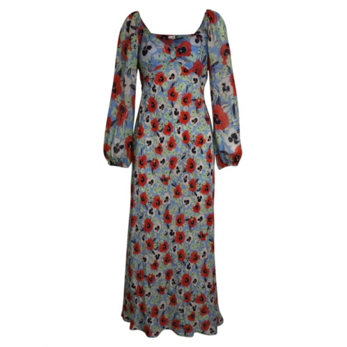 Rixo Gio Midi Dress In Floral Print Silk