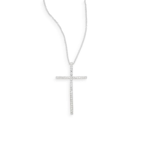 Effy Diamond & 14K White Gold Cross Pendant Necklace