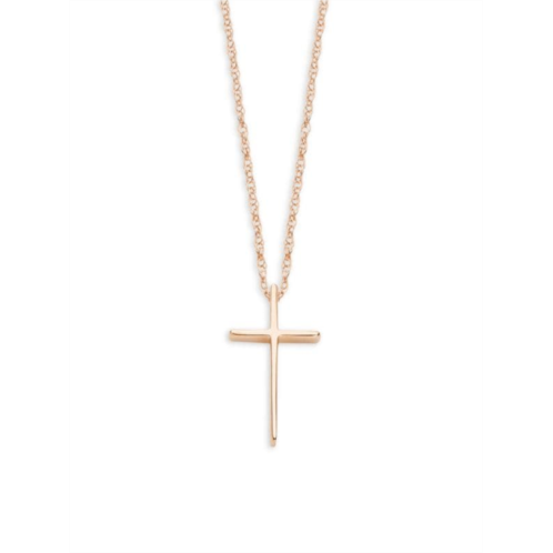 Saks Fifth Avenue 14K Rose Gold Swedged Cross Pendant Necklace