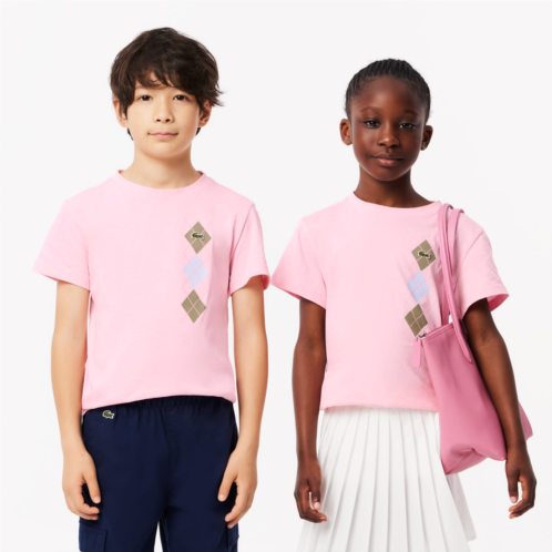 Lacoste Kids Argyle Print Cotton T-Shirt