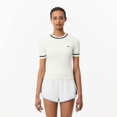 Lacoste Womens Seamless 3D Knit Ribbed Sweater