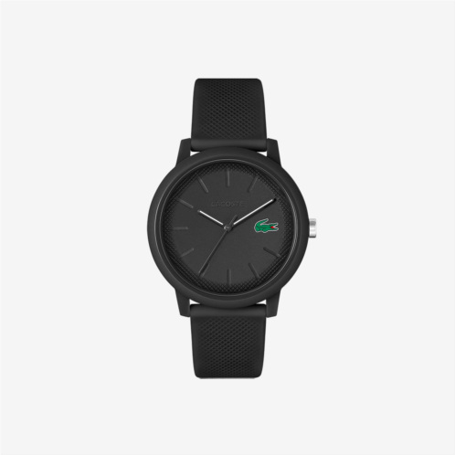 Mens Lacoste.12.12 Black Silicone Strap Watch