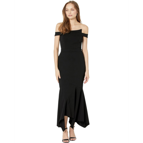 XSCAPE Off-the-Shoulder Scuba Crepe Flounce