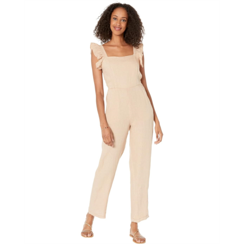 Blank NYC Linen Jumpsuit with Ruffle Strap Detail in Going Steady