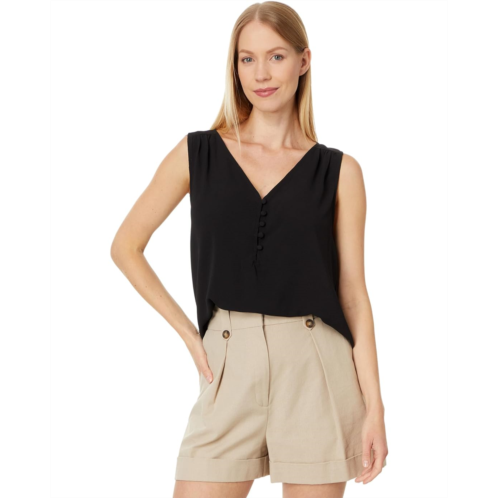 Womens CeCe Half Button-Down Sleeveless Tank Top