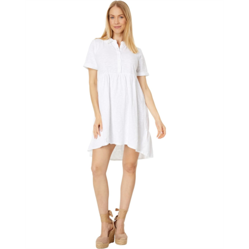 Womens Mod-o-doc Slub Jersey Roll-Up Sleeve Tiered Back Dress