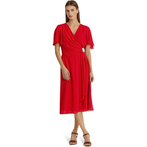 POLO RALPH LAUREN Womens Lauren Ralph Lauren Belted Georgette Dress