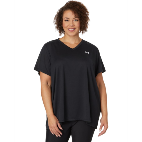 Womens Under Armour Plus Size Tech Short Sleeve V-Neck Solid