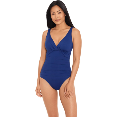 POLO RALPH LAUREN Womens Lauren Ralph Lauren Beach Club Solids Twist Over-the-Shoulder Underwire One-Piece