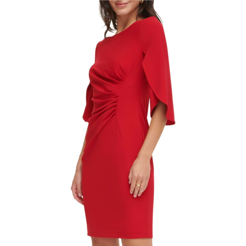 Womens DKNY Open Sleeve Ruched Sheath