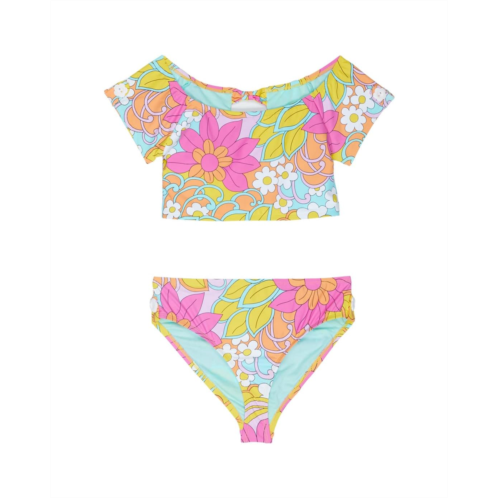 Hobie Kids Woodstock Floral Cap Sleeve Bralette and High Waist Bottoms (Big Kids)