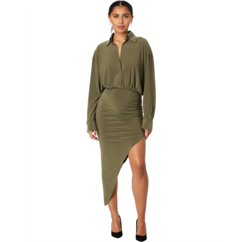 Norma Kamali Oversized Boyfriend NK Shirt Side Drape Gown