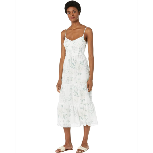 Saltwater Luxe Silverlake Chiffon Whimsical Florals Tank Midi Dress