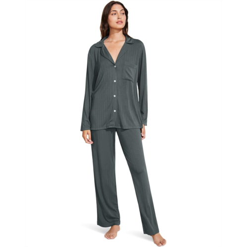 Womens Eberjey Gisele Rib Long Pj Set