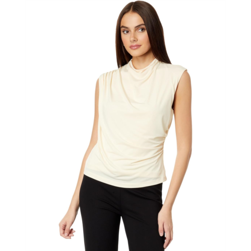 Womens Elliott Lauren Top Notch Draped Sleeveless Top w/ Zipper Detail