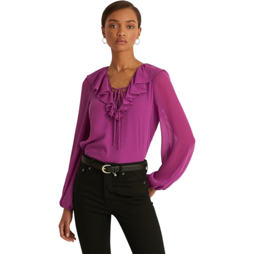 POLO RALPH LAUREN Petite Crinkle Georgette Blouse