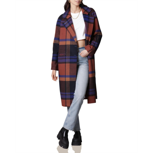 Womens Avec Les Filles Double-Face Plaid Raglan Coat