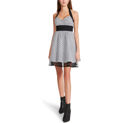 Betsey Johnson Gingham Eyelet Halter Fit-and-Flare Dress