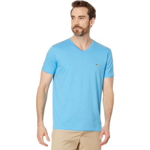 Mens Lacoste Short Sleeve V-Neck Pima Jersey Tee Shirt