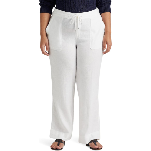 POLO RALPH LAUREN Womens Lauren Ralph Lauren Plus Size Linen Drawcord Pants