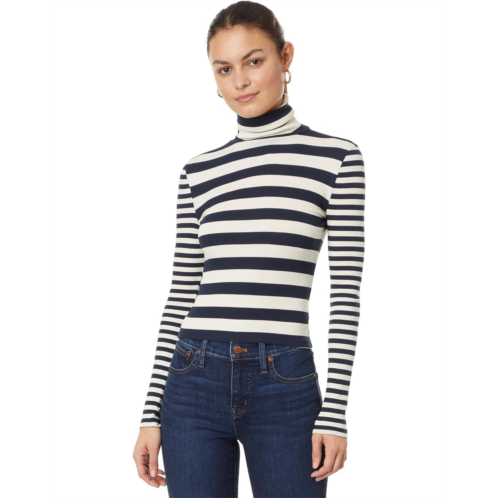 Madewell Cropped Turtleneck Top in Contrasting Stripe