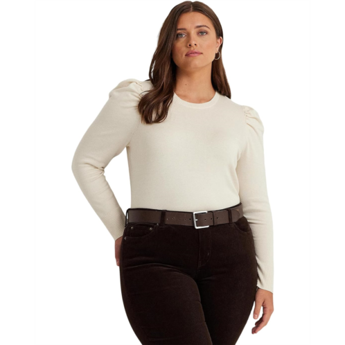 POLO RALPH LAUREN Plus-Size Cotton-Blend Puff-Sleeve Sweater