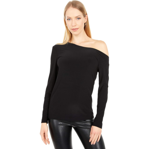 Womens Norma Kamali Long Sleeve Drop Shoulder Top