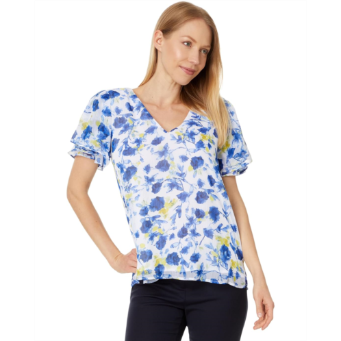 Womens Vince Camuto V Neck Tulip Slv Blouse