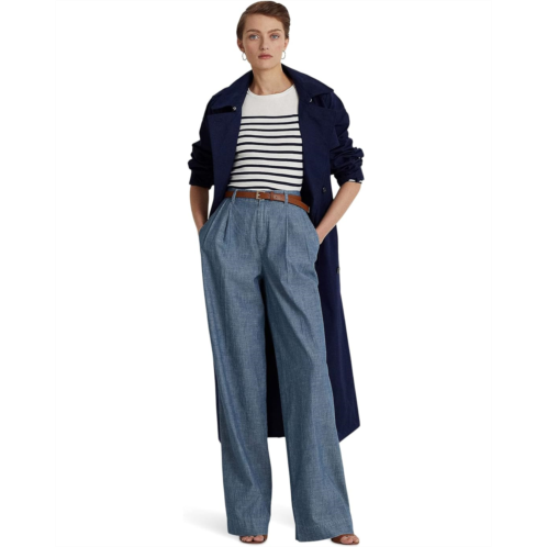 POLO RALPH LAUREN Petite Pleated Chambray Wide-Leg Pants