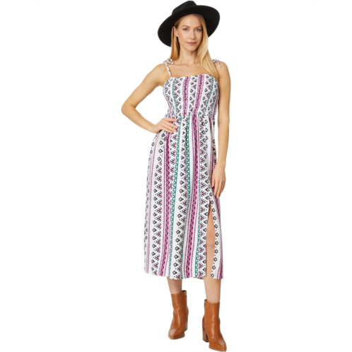 Wrangler Sleeveless Tie Straps Smocked Midi Slit Dress