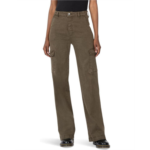 Womens KUT from the Kloth Miller High-Rise-Wide Leg Pants with Cargo Pockets in Olive