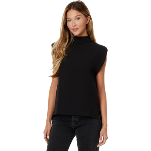 Womens English Factory Mock Neck Shoulder Pad Top