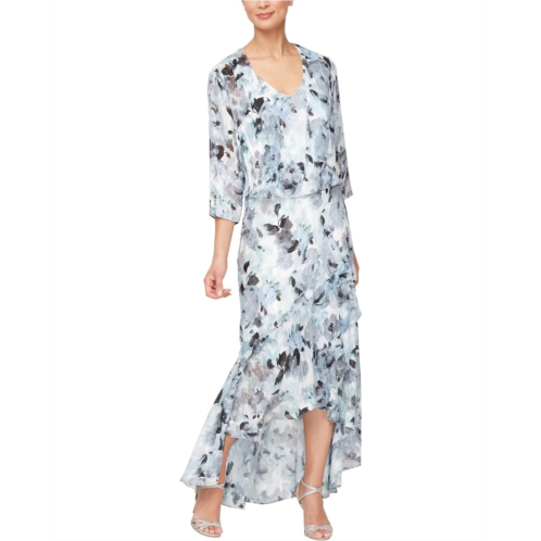 Alex Evenings High-Low Chiffon Burnout with Jacket