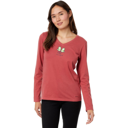 Life is Good Mittens Long Sleeve Crusher Vee