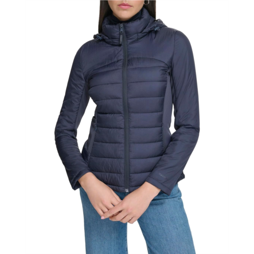 Womens Calvin Klein Short Scuba Side Lightweight Puffer