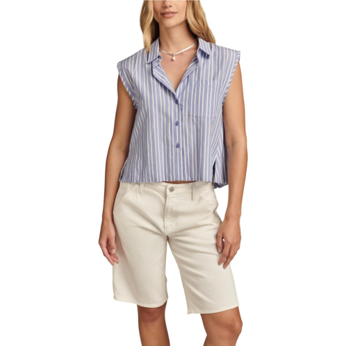 Lucky Brand Bubble Hem Sleeveless Button Down