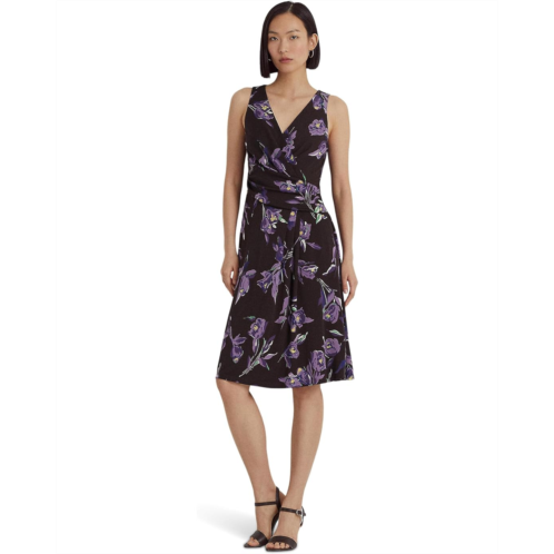 POLO Ralph Lauren Womens LAUREN Ralph Lauren Floral Surplice Jersey Sleeveless Dress