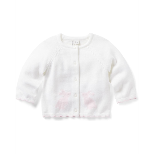 Janie and Jack Bunny Intarsia Cardigan Sweater (Infant)