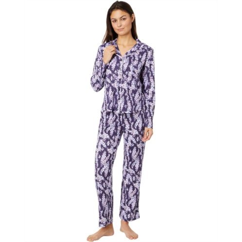 Womens Karen Neuburger Petite Floral Notch Collar PJ Set