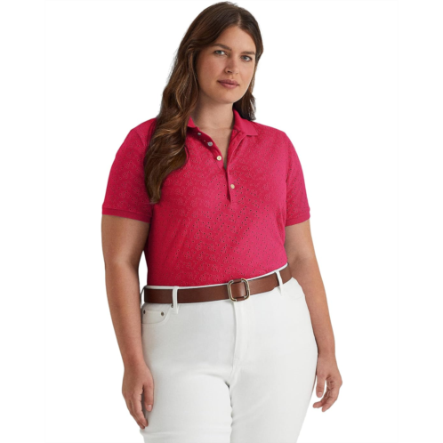 POLO RALPH LAUREN Plus Size Eyelet Jersey Polo Shirt