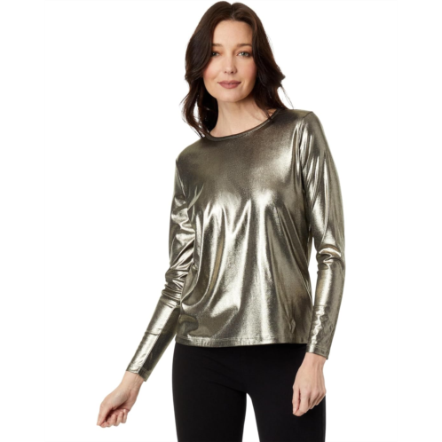 Womens Elliott Lauren Glimmer Knit Long Sleeve Shimmer Top