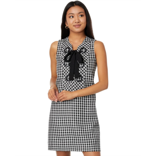 Womens English Factory Check Sleeveless Grommet Mini