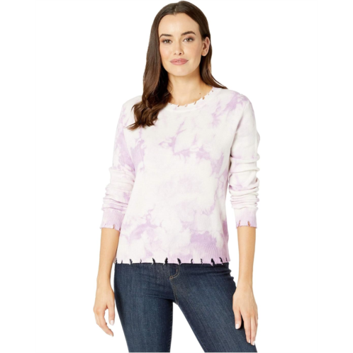 American Rose Lyla Long Sleeve Distressed Tie-Dye Sweater