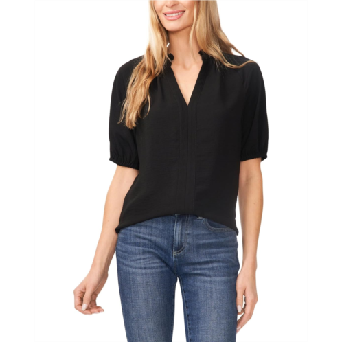 Womens CeCe Ruffle Neck Raglan Seam Split Neck Blouse