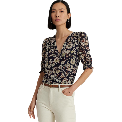 POLO RALPH LAUREN Floral Georgette Puff Sleeve Blouse