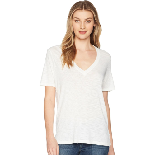 Womens Splendid Everly Short Sleeve Cotton Modal Slub V-Neck Tee