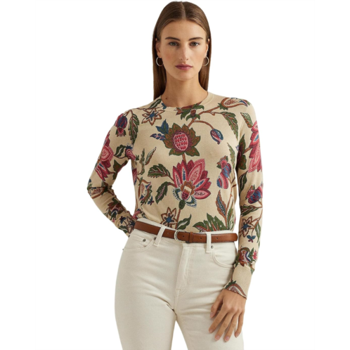 POLO RALPH LAUREN Womens Lauren Ralph Lauren Floral Cotton-Blend Sweater