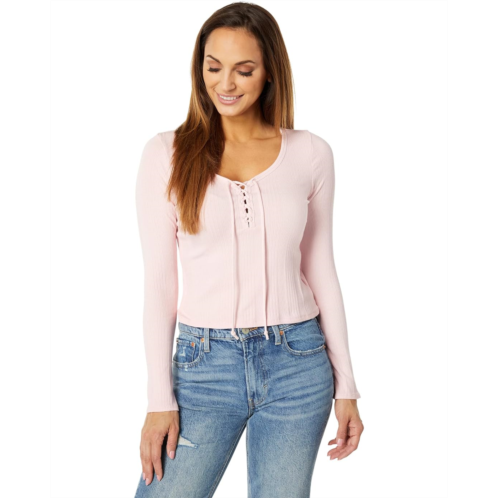 Lucky Brand Lace-Up Long Sleeve Top