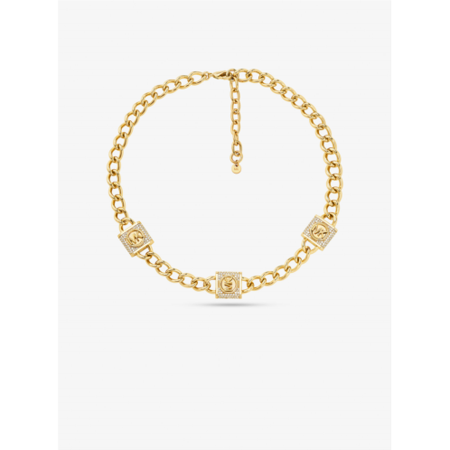 Michaelkors Precious Metal-Plated Brass Pave Lock Trio Necklace